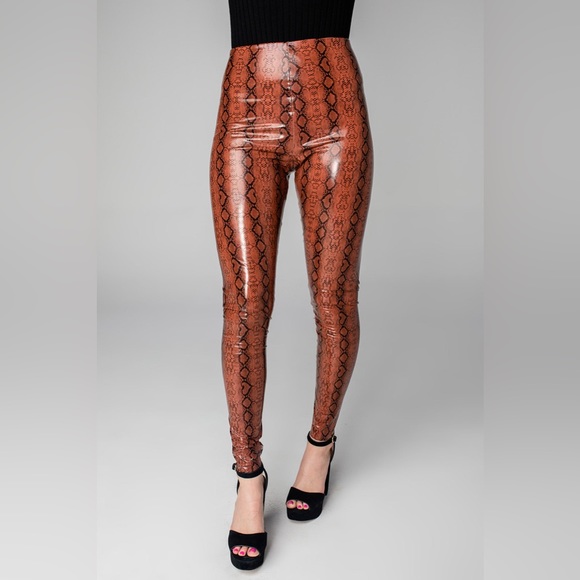 NWT; BUDDY LOVE ❤️MILA PATENT VEGAN LEATHER LEGGING - COGNAC SNAKE - Picture 2 of 15